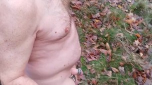 Naked walk in the woods