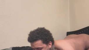 Gagging on a BBC dildo