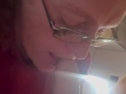 She takes a load mostly in her mouth and the rest on her face 5/16