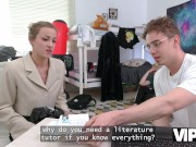 VIP4K. Slutty tutor with natural tits is enjoying 2 hard cocks. Hot sex with Isabel Rose 3/16