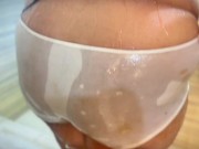 After work Arab Hot maid showered in bathroom with door open & Undress Her Bra, Burqa, Panty 10/16