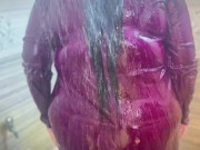 After work Arab Hot maid showered in bathroom with door open & Undress Her Bra, Burqa, Panty 6/16