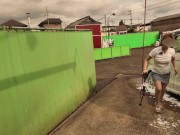 愛車を洗車中、濡れてノーブラ乳首が透け透けに。周りに人が居るのにオッパイ出して生挿入され大量潮吹きで何度もイッちゃって 凄く気持ちよく中出しされちゃいました。お掃除フェラ/日本人/無修正/巨乳/熟女 1/16