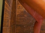 Bouncing on a shower dildo 14/16