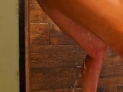 Bouncing on a shower dildo 9/16