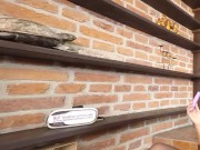 Solo blonde with big tits Lena Love masturbates on the floor in VR. 8/16