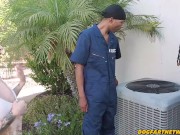 Sweaty Big Tittied Bitch Tag Teamed By MONSTER Cocked Repairmen 3/16