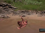 Fantastic fuck on the beach, a handsome guy fucks a really slutty brunette 10/16