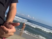 Public flash dick on the beach in front of two horny girls who crave my cock 1/16