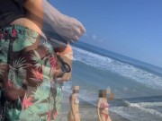 Public flash dick on the beach in front of two horny girls who crave my cock 2/16