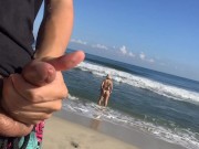 Public flash dick on the beach in front of two horny girls who crave my cock 9/16