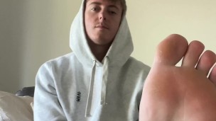 Aussie office bro gives Jerk Off Instructions with his sweaty black socks and feet