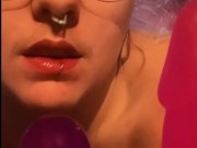 Beautiful Hippie FINALLY fits 2 dildos in her tight hairy pussy…WOW! 3/16