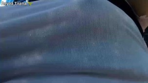 Flashing compilation walking around and bouncing boobs, end at public bathroom!