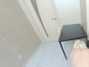 Skinny blonde girl Mia Cheers moans as she gets fucked hard in the kitchen in VR. 9/16