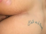 Skinny slut talks to her boyfriend while taking a big cock and ends up with cum inside 4/16