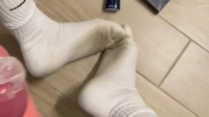 Polish straight scally Master he jerks off to a condom and smelly socks scally chav lad slave stinky