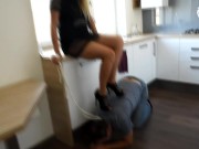 Princess and her foot slave for fun (femdom, choking, shoe worship, foot worship, bratty feet, toes) 10/16