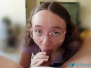 Glasses wearing 18 year old college girl gives intense blowjob and sex to senior. Amateur amwf 8/16