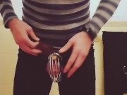 Leaking away after making a video for Miss Allie in hopes she might permit me an orgasm 3/16