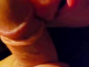 Crazy, dreamy, slowly close-up blowjob by milf , cum in mouth