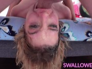 SWALLOWED Jasmine Sherni & Kasey Warner gag on his big dick then swallow his huge load 15/16