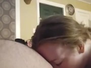 18 Yr Old Slutty BabySitter Sucks his Boss Cock in Bed 12/16