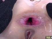 TRUE ANAL Petite brunette Isabel Love spreads her ass for a big dick 15/16