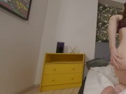 Solo babe,Ashley is rubbing with huge dildo her bald pussy,in VR 4/16