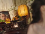 After the sexy milf became a widow, I finally found a reason to have sex with her 15/16