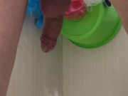 Guy pees in the bathroom rear view 1/16