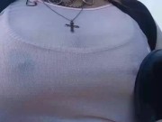 Flashing on Argentina 😝 walking around and bouncing my boobies and masturbating at public bathroom
