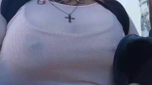Flashing on Argentina 😝 walking around and bouncing my boobies and masturbating at public bathroom