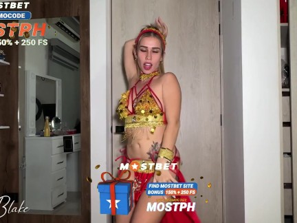 BAILARINA ÁRABE SE ACEITA EL CULO Y CABALGA UNA VERGA HASTA HACERLA VENIR-KATTY BLAKE