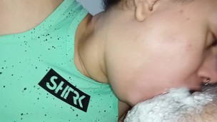 BEST BLOWJOB IN THE WORLD, slut moves her mouth on the dick until she eats cum