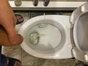 Guy pees uncut dick in toilet 1/16