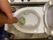 Guy pees uncut dick in toilet 10/16