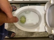 Guy pees uncut dick in toilet 11/16