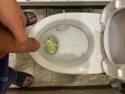 Guy pees uncut dick in toilet 12/16