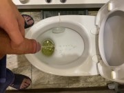 Guy pees uncut dick in toilet 14/16
