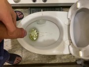 Guy pees uncut dick in toilet 15/16