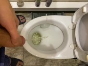 Guy pees uncut dick in toilet 3/16