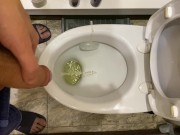 Guy pees uncut dick in toilet 6/16