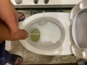 Guy pees uncut dick in toilet 9/16
