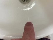 Guy pees uncut dick in sink 10/16