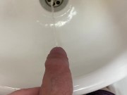 Guy pees uncut dick in sink 11/16