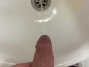 Guy pees uncut dick in sink 14/16