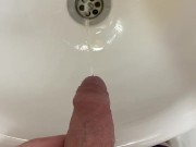 Guy pees uncut dick in sink 15/16
