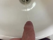 Guy pees uncut dick in sink 9/16