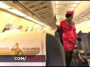 Unexpected trio with a busty flight attendant 2/16